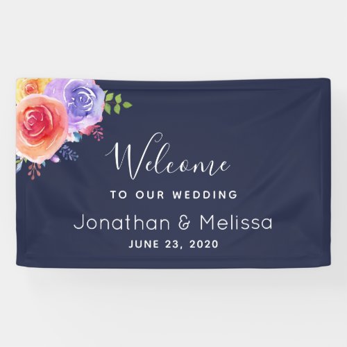 Welcome to our Wedding Pretty Floral Watercolor Banner