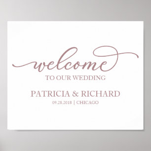 Welcome To Our Wedding Rose Gold Script Poster