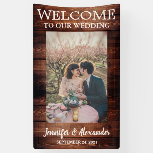 Welcome to our Wedding rustic barn wood wedding Banner