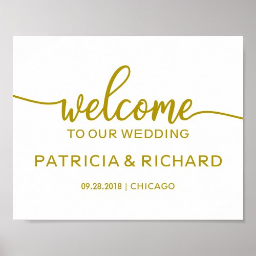 Welcome to our Wedding Rustic Chic Gold Sign