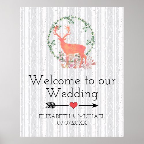 Welcome to our Wedding Rustic Watercolor Reindeer Poster