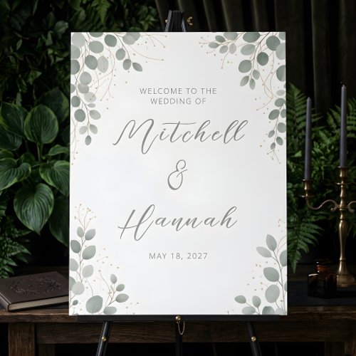 Welcome To Our Wedding Sage Green Eucalyptus Foam Board