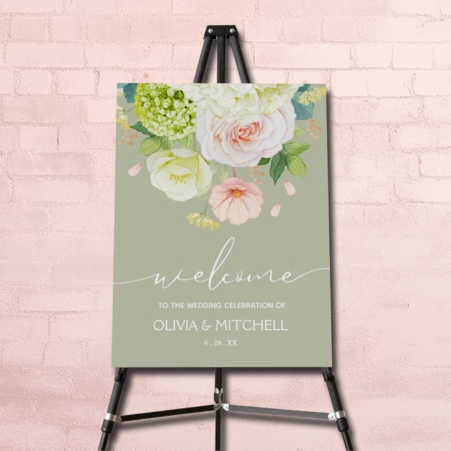 Welcome to Our Wedding Sage Green Foam Board (Floral Welcome to Our Wedding Sage Green Foam Board)