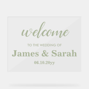 Welcome to our Wedding Sage Green Signage Entrance Acrylic Sign