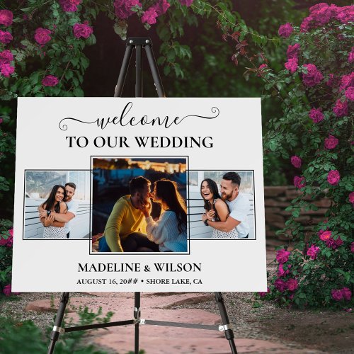 Welcome to our Wedding Script 3 Photo Collage Foam Board