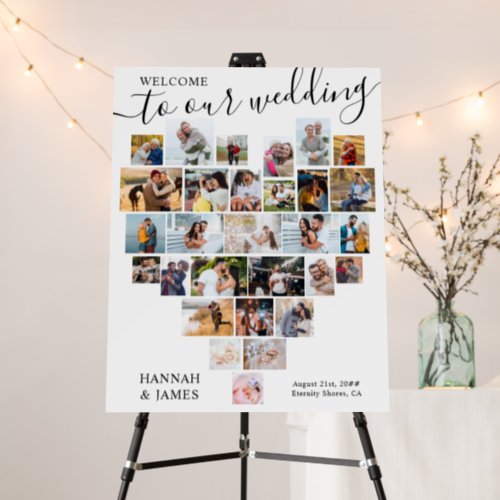 Welcome to our Wedding Script Heart Photo Collage Foam Board