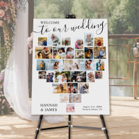 Welcome to our Wedding Script Heart Photo Collage
