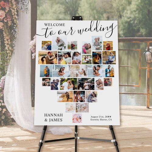 Welcome to our Wedding Script Heart Photo Collage Foam Board