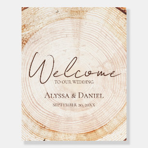 Welcome to our wedding script wood rings effect foam board