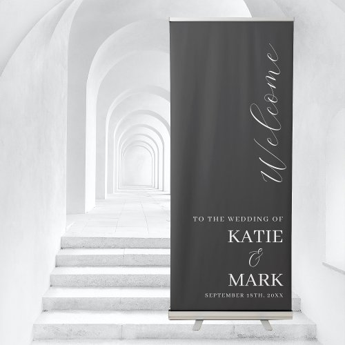 Welcome To Our Wedding Sign Black Banner