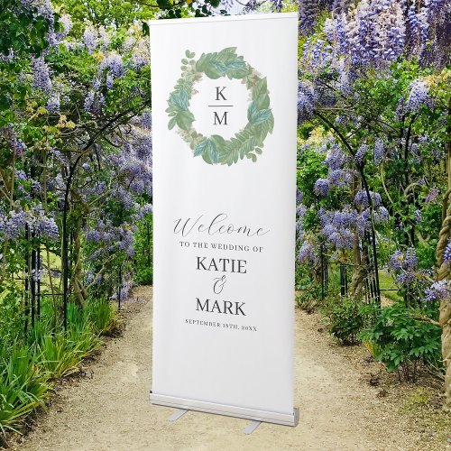 Welcome To Our Wedding Sign Botanical Monogram