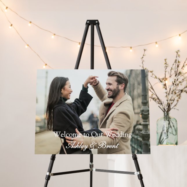 Welcome to Our Wedding Sign with Photo of Couple (In Situ (Stand))