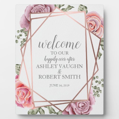 Welcome to our Wedding Signage Modern Rose Plaque