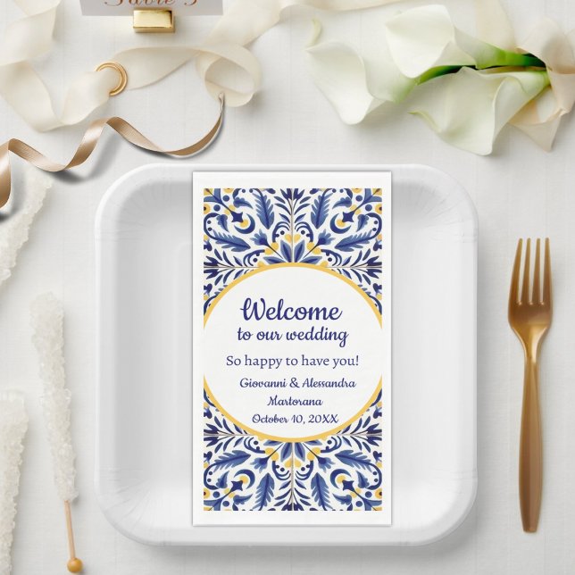 Welcome to our wedding spanish italian ceramics paper guest towels (Creator Uploaded)