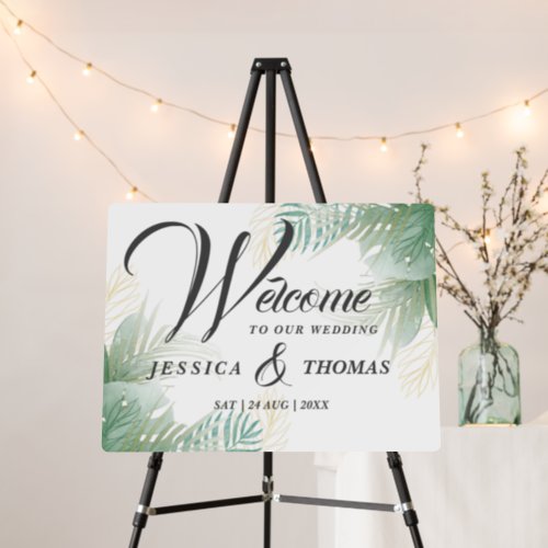 Welcome to our Wedding Tropical Palm Calligraphy  Foam Board
