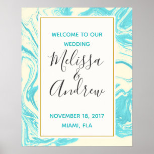 Welcome to our Wedding Turquoise Marble Design Poster