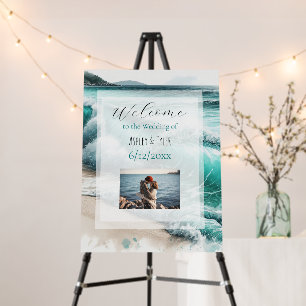 Welcome to Our Wedding Turquoise Ocean Waves Foam Board
