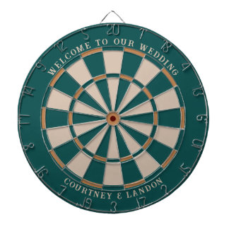 Welcome to Our Wedding Welcome Sign | Teal & Gold Dart Board