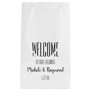 Welcome to Our Wedding White Gift Bags SMALL
