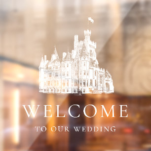 Welcome to Our Wedding White Venue Illustration Window Cling