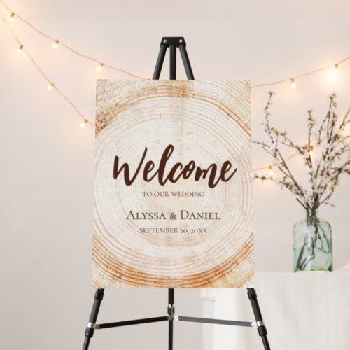 Welcome to our wedding Wood Grain Tree rings Foam Board