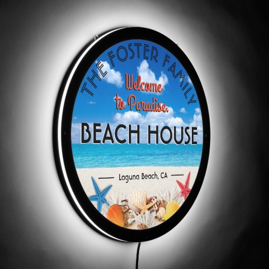 Welcome to Paradise Beach Illuminated Sign (Angle)