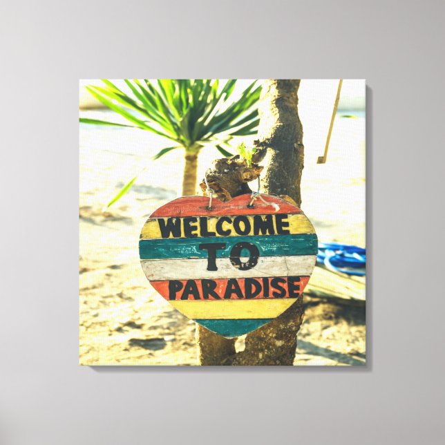 Welcome to paradise Beach Ocean Canvas Print (Front)