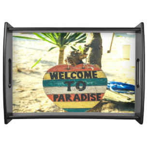 Welcome to paradise Beach Ocean Serving Tray