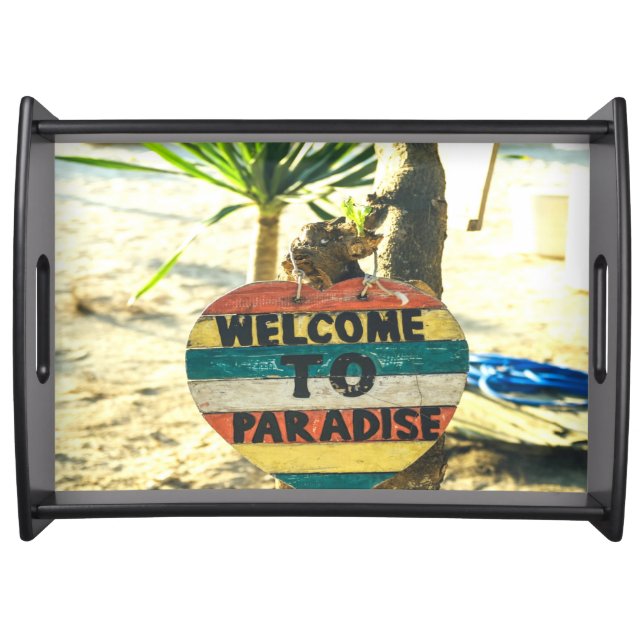 Welcome to paradise Beach Ocean Serving Tray (Front)