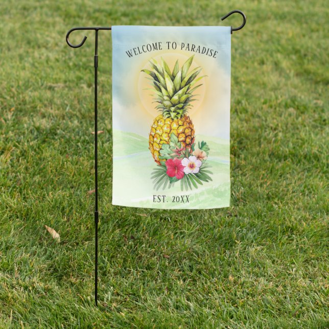 Welcome to Paradise Pineapple Garden Flag (In SItu)