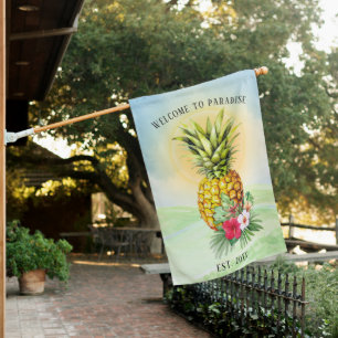 Welcome to Paradise Pineapple House Flag