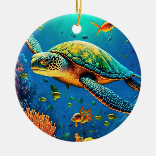 Welcome to Paradise Sea Turtle Beach House Ceramic Ornament