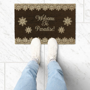 Welcome to Paradise vintage rustic Fiber Doormat