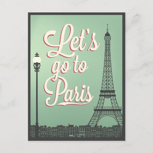 Welcome to Paris Vintage Postcard