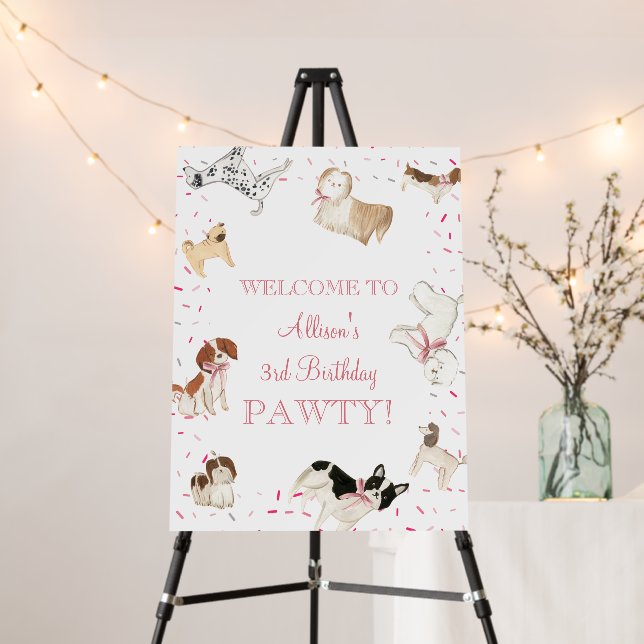 Welcome to Paw-ty Pink Dog Birthday Party Foam Board (In Situ (Stand))