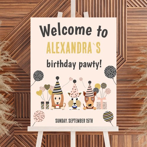 Welcome to pawty Dogs with balloons Birthday  Foam Board