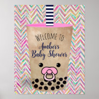 Welcome to Pink Boba Tea Inspired Baby Shower