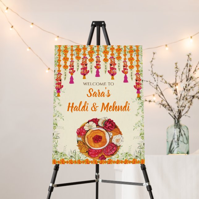 Welcome to Pithi sign as Wedding Haldi signs (In Situ (Stand))