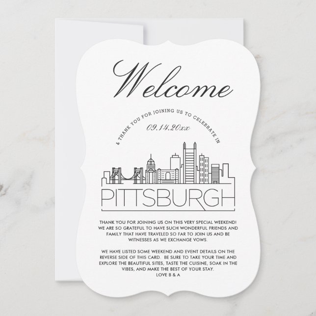 Welcome to Pittsburgh | Guests Details Invitation (Front)