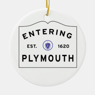 Welcome to Plymouth MA town sign Ceramic Ornament