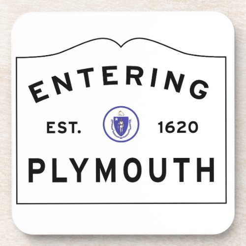 Welcome to Plymouth MA town sign Drink Coaster