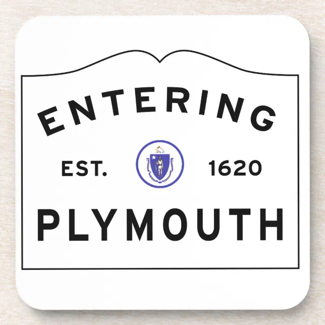 Welcome to Plymouth MA town sign Drink Coaster | Zazzle