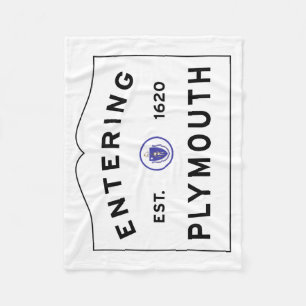 Welcome to Plymouth MA town sign Fleece Blanket