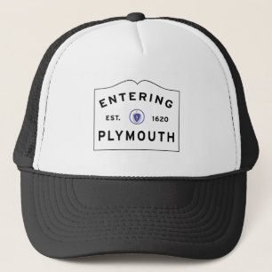 Welcome to Plymouth MA town sign Trucker Hat