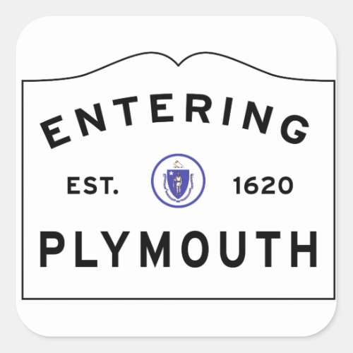 Welcome to Plymouth MA town Square Sticker