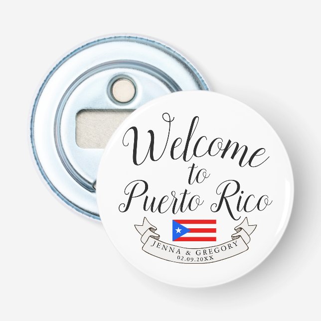 Welcome to Puerto Rico| Destination Wedding Favor Bottle Opener (Front)