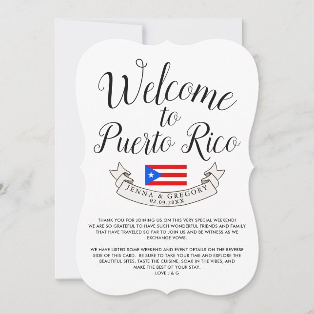 Welcome to Puerto Rico| Destination Wedding Favor Invitation (Front)