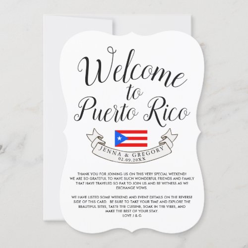 Welcome to Puerto Rico Destination Wedding Favor Invitation