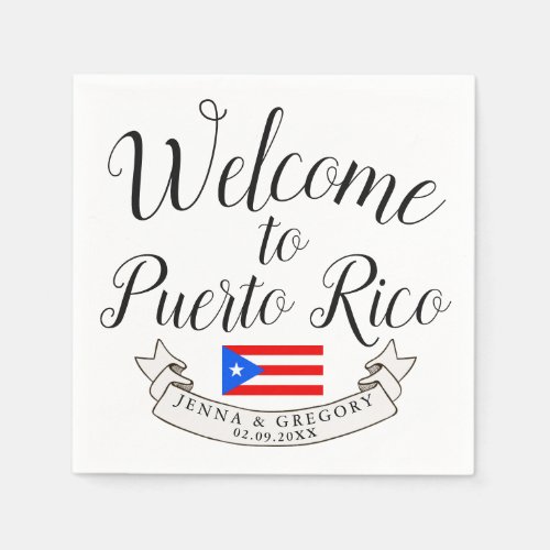 Welcome to Puerto Rico Destination Wedding Favor Napkins