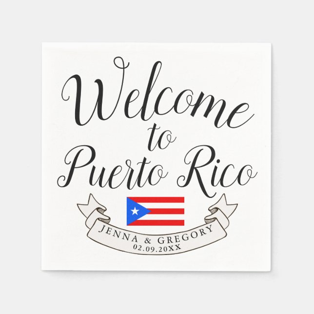 Welcome to Puerto Rico| Destination Wedding Favor Napkins (Front)